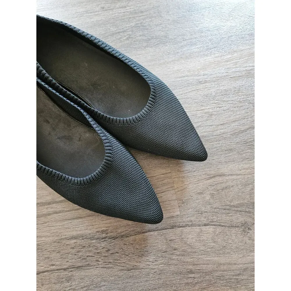 Vivaia Black Pointed-Toe Ballet Flats EU Size 43 / US Size 11 - Picture 6 of 10